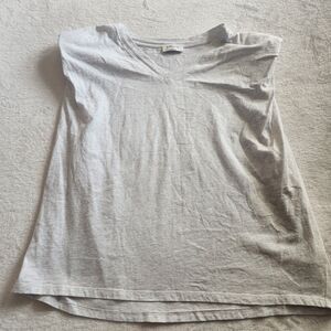 Aritzia Babaton Shoulder Pad V-Neck Tee Muscle Tank Gray 1X EUC